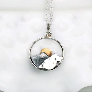 Silver Gold Mountain Necklace